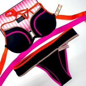 🔥🏖VICTORIA SECRET SWIMSUIT bikini The hottie halter push-up // itsy bottom New